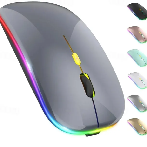 LED Wireless Mouse Slim Silent Mouse 2.4G Portable Mobile Optical Office Mouse with USB and Type-c Receiver 3 Adjustable DPI Levels for Laptop PC Notebook MacBook