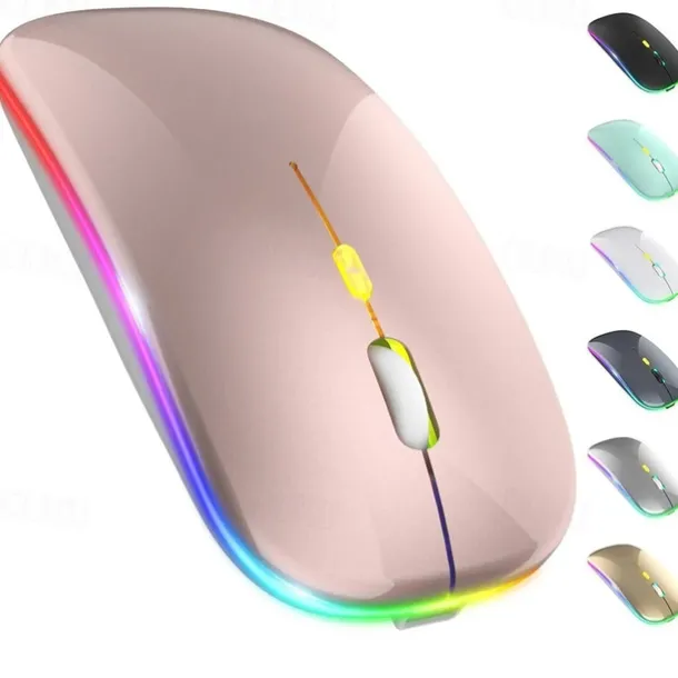 LED Wireless Mouse Slim Silent Mouse 2.4G Portable Mobile Optical Office Mouse with USB and Type-c Receiver 3 Adjustable DPI Levels for Laptop PC Notebook MacBook