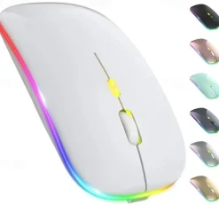 LED Wireless Mouse Slim Silent Mouse 2.4G Portable Mobile Optical Office Mouse with USB and Type-c Receiver 3 Adjustable DPI Levels for Laptop PC Notebook MacBook