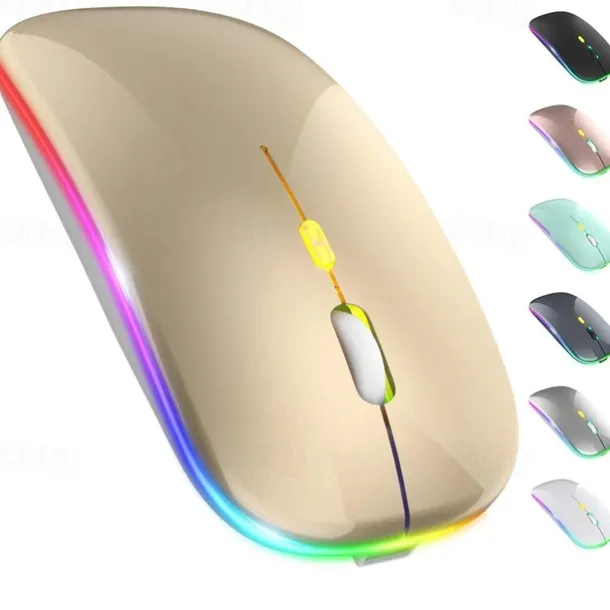 LED Wireless Mouse Slim Silent Mouse 2.4G Portable Mobile Optical Office Mouse with USB and Type-c Receiver 3 Adjustable DPI Levels for Laptop PC Notebook MacBook