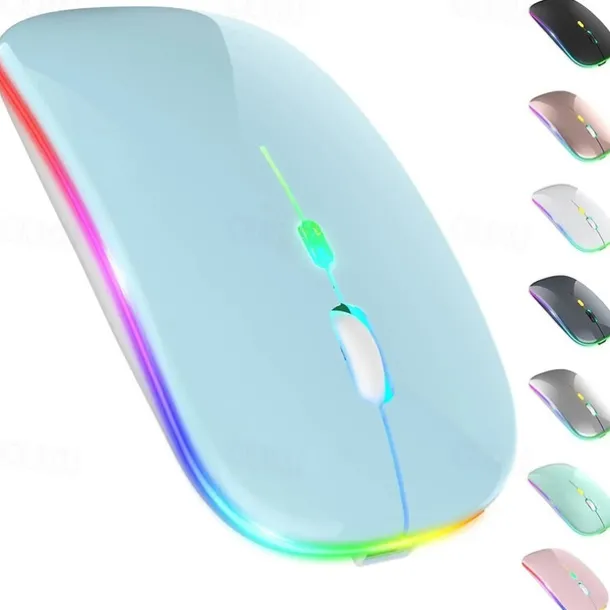 LED Wireless Mouse Slim Silent Mouse 2.4G Portable Mobile Optical Office Mouse with USB and Type-c Receiver 3 Adjustable DPI Levels for Laptop PC Notebook MacBook