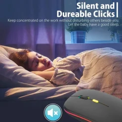 LED Wireless Mouse Slim Silent Mouse 2.4G Portable Mobile Optical Office Mouse with USB and Type-c Receiver 3 Adjustable DPI Levels for Laptop PC Notebook MacBook