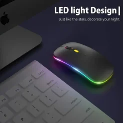 LED Wireless Mouse Slim Silent Mouse 2.4G Portable Mobile Optical Office Mouse with USB and Type-c Receiver 3 Adjustable DPI Levels for Laptop PC Notebook MacBook