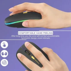 LED Wireless Mouse Slim Silent Mouse 2.4G Portable Mobile Optical Office Mouse with USB and Type-c Receiver 3 Adjustable DPI Levels for Laptop PC Notebook MacBook