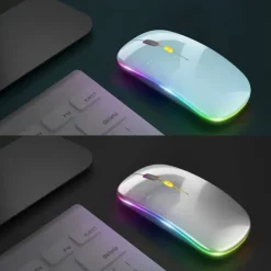 LED Wireless Mouse Slim Silent Mouse 2.4G Portable Mobile Optical Office Mouse with USB and Type-c Receiver 3 Adjustable DPI Levels for Laptop PC Notebook MacBook