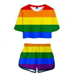 LGBT LGBTQ Rainbow Flag Outfits T-shirt Shorts Rainbow Graphic For Women's Adults' Carnival Masquerade 3D Print Pride Parade Pride Month