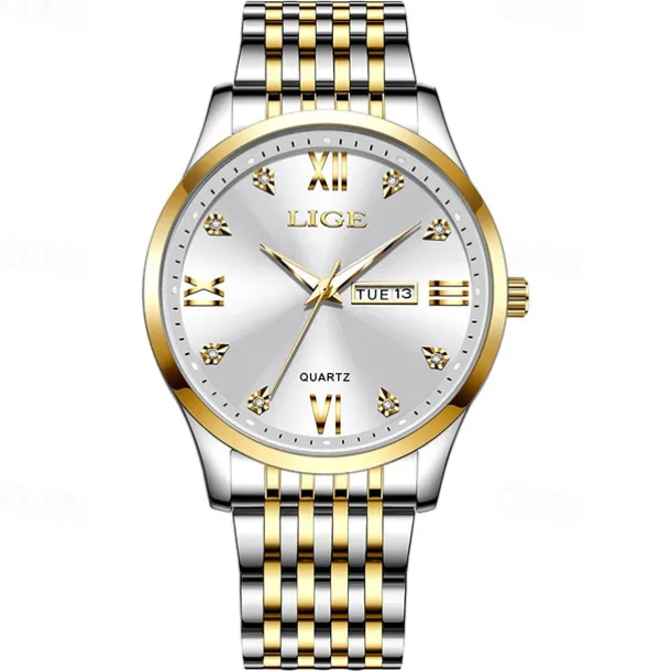 LIGE Men Quartz Analog Wrist Watch Simple Casual Strainless Steel Date Display Classic Fashion Watch Relogio Masculino