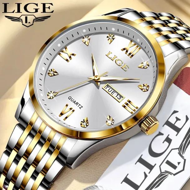 LIGE Men Quartz Analog Wrist Watch Simple Casual Strainless Steel Date Display Classic Fashion Watch Relogio Masculino