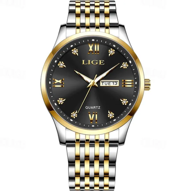 LIGE Men Quartz Analog Wrist Watch Simple Casual Strainless Steel Date Display Classic Fashion Watch Relogio Masculino