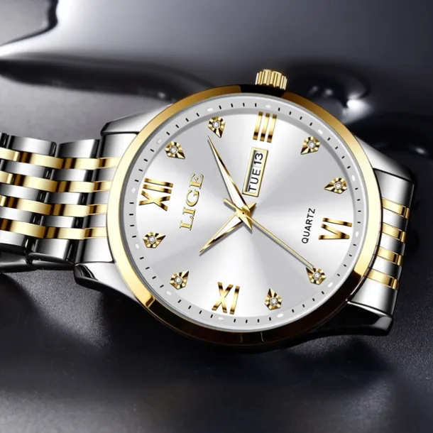 LIGE Men Quartz Analog Wrist Watch Simple Casual Strainless Steel Date Display Classic Fashion Watch Relogio Masculino