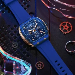 LIGE Men Quartz Watch Sports Business Calendar Waterproof Plastic Silicone Strap Watch