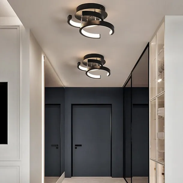 1-Ligh 22.5cm LED Ceiling Light Modern Simple Style Bedroom Living Room Creative Personality Geometric Shapes Dimmable Metal Porch Into The Door Lighting 18W