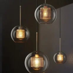 1-Light 20 cm LED Pendant Light Single Design Glass Lantern Electroplated Retro Industrial Style Dining Room Living Room Light 110-120/220-240V
