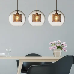 1-Light 20 cm LED Pendant Light Single Design Glass Lantern Electroplated Retro Industrial Style Dining Room Living Room Light 110-120/220-240V