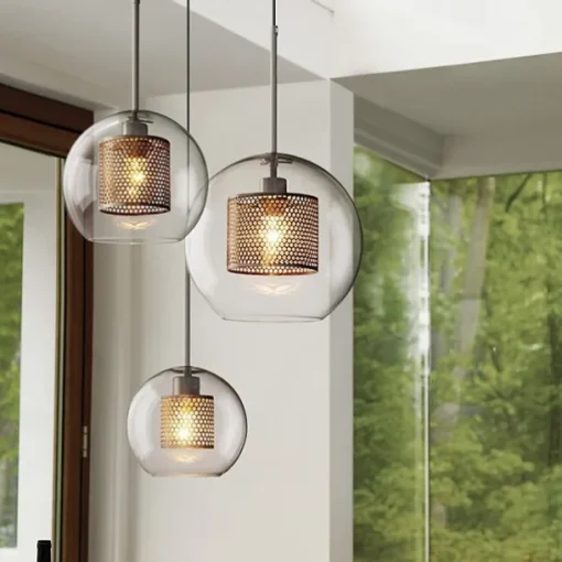 1-Light 20 cm LED Pendant Light Single Design Glass Lantern Electroplated Retro Industrial Style Dining Room Living Room Light 110-120/220-240V