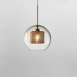1-Light 20 cm LED Pendant Light Single Design Glass Lantern Electroplated Retro Industrial Style Dining Room Living Room Light 110-120/220-240V