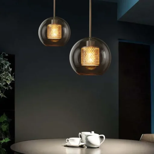 1-Light 20 cm LED Pendant Light Single Design Glass Lantern Electroplated Retro Industrial Style Dining Room Living Room Light 110-120/220-240V