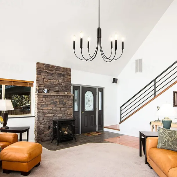 6-Light 60 cm Candle Style Chandelier Metal Sputnik Painted Finishes Vintage Country 110-120V 220-240V