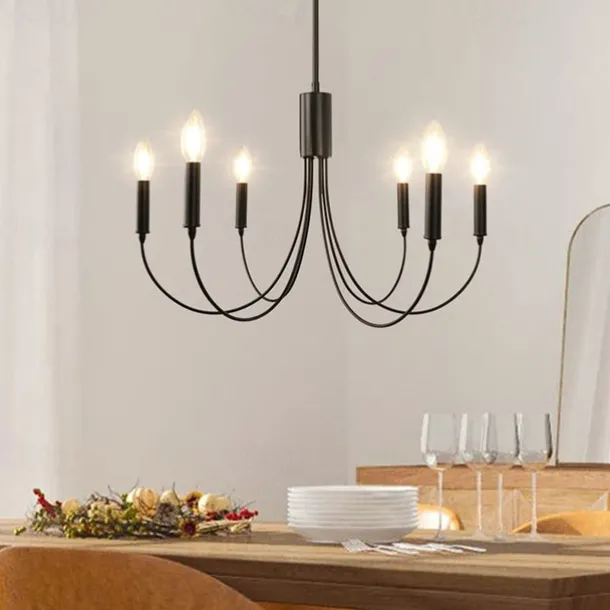 6-Light 60 cm Candle Style Chandelier Metal Sputnik Painted Finishes Vintage Country 110-120V 220-240V