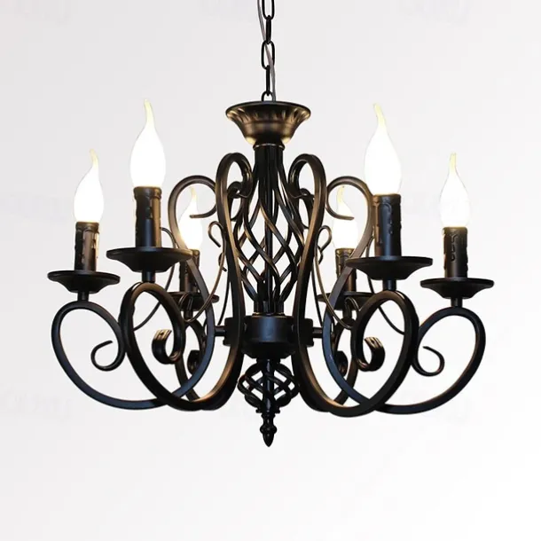 6-Light 53 cm Candle Style Chandelier Metal Painted Finishes Traditional / Classic 110-120V 220-240V