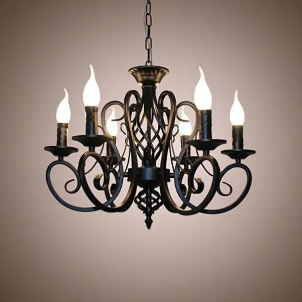 6-Light 53 cm Candle Style Chandelier Metal Painted Finishes Traditional / Classic 110-120V 220-240V