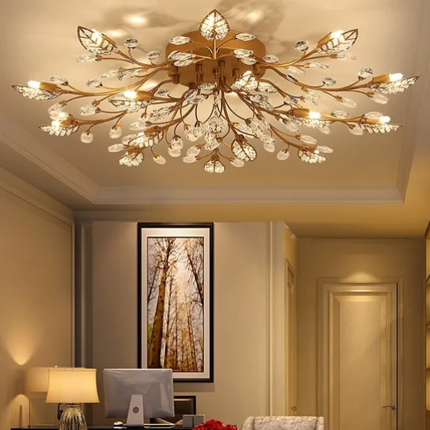 15-Light 90 cm Ceiling Lights LED Crystal Flush Mount Lights Metal Painted Finishes Chic & Modern 200-240V / 110-120V Flower Design