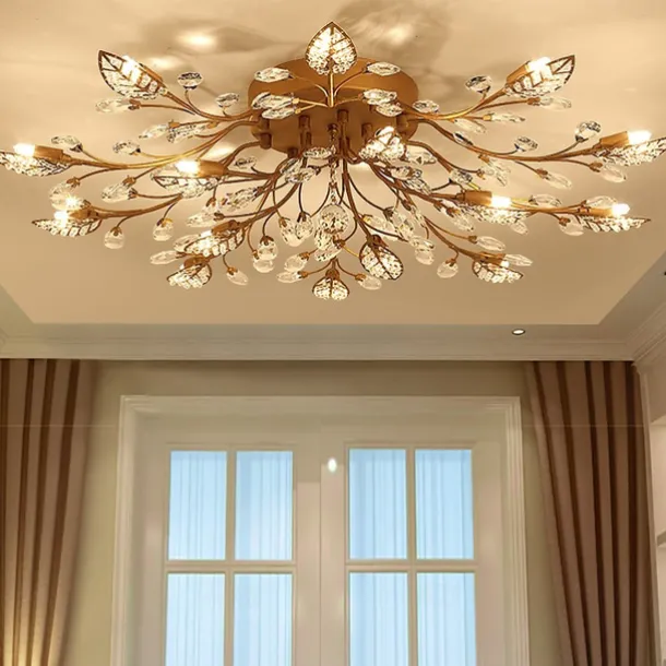 15-Light 90 cm Ceiling Lights LED Crystal Flush Mount Lights Metal Painted Finishes Chic & Modern 200-240V / 110-120V Flower Design