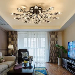 15-Light 90 cm Ceiling Lights LED Crystal Flush Mount Lights Metal Painted Finishes Chic & Modern 200-240V / 110-120V Flower Design