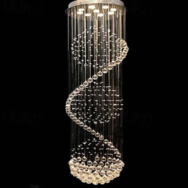 9-Light 50 cm Chandelier LED Crystal Flush Mount Lights Metal Chrome Traditional / Classic 110-120V / 220-240V / GU10