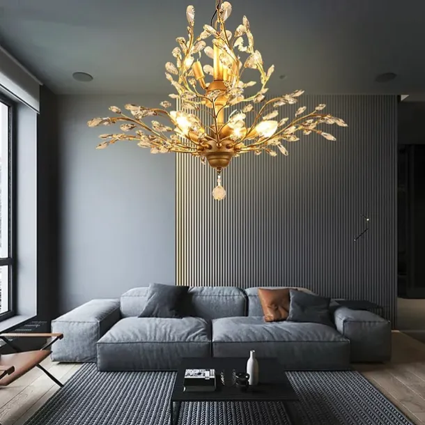 8-Light 78 cm Chandelier LED Pendant Light Metal Crystal Antique Brass Modern Contemporary 110-120V / 220-240V