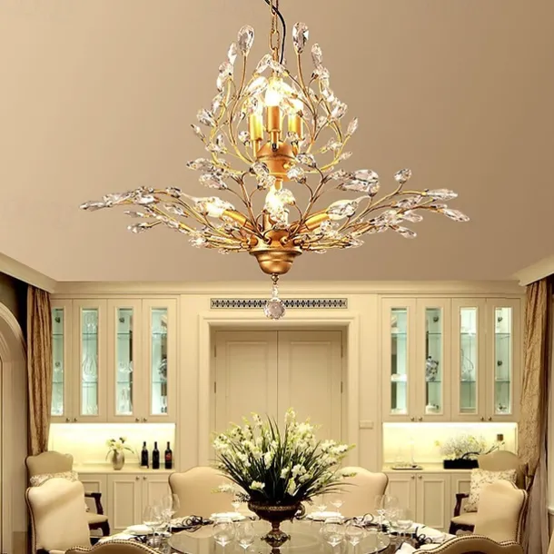 8-Light 78 cm Chandelier LED Pendant Light Metal Crystal Antique Brass Modern Contemporary 110-120V / 220-240V