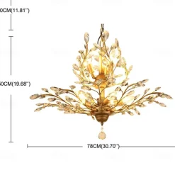 8-Light 78 cm Chandelier LED Pendant Light Metal Crystal Antique Brass Modern Contemporary 110-120V / 220-240V