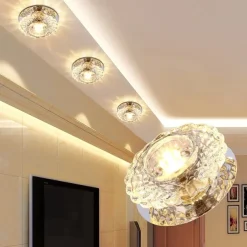 1-Light 10 cm LED Crystal Ceiling Light Unique Design Flush Mount Lights Electroplated Modern Luxury Style Crystal Porch Light Corridor Lamp Aisle Light AC110-240V 3W