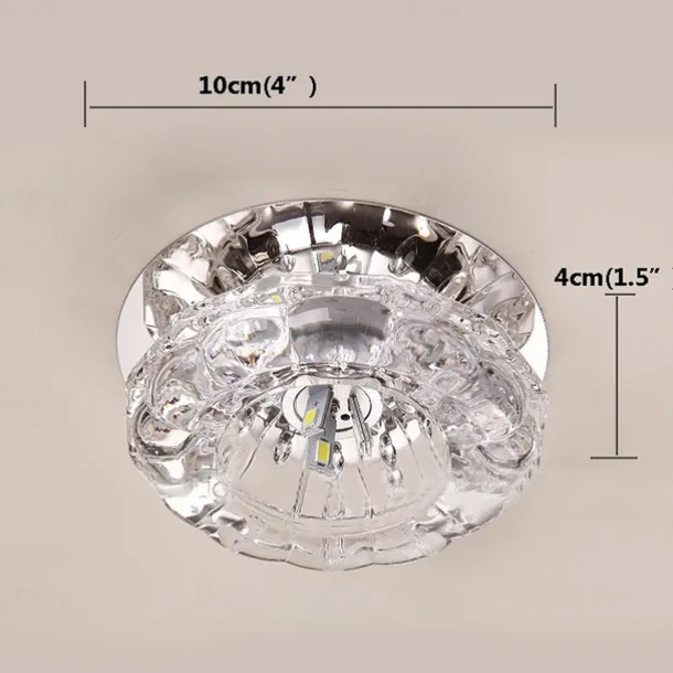 1-Light 10 cm LED Crystal Ceiling Light Unique Design Flush Mount Lights Electroplated Modern Luxury Style Crystal Porch Light Corridor Lamp Aisle Light AC110-240V 3W