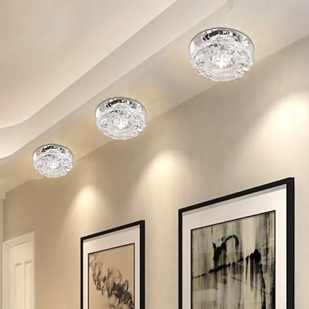 1-Light 10 cm LED Crystal Ceiling Light Unique Design Flush Mount Lights Electroplated Modern Luxury Style Crystal Porch Light Corridor Lamp Aisle Light AC110-240V 3W