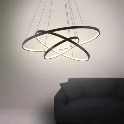 3-Light 80/60/40/20 cm LED Pendant Light Metal Acrylic Ring Circle Design Dimmable Painted Finishes Modern 90W/113W 3-Rings 4-Rings ONLY DIMMABLE WITH REMOTE CONTROL