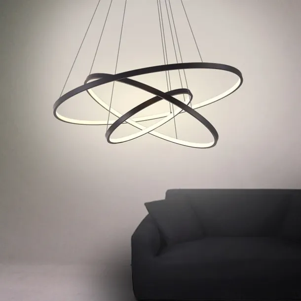 3-Light 80/60/40/20 cm LED Pendant Light Metal Acrylic Ring Circle Design Dimmable Painted Finishes Modern 90W/113W 3-Rings 4-Rings ONLY DIMMABLE WITH REMOTE CONTROL