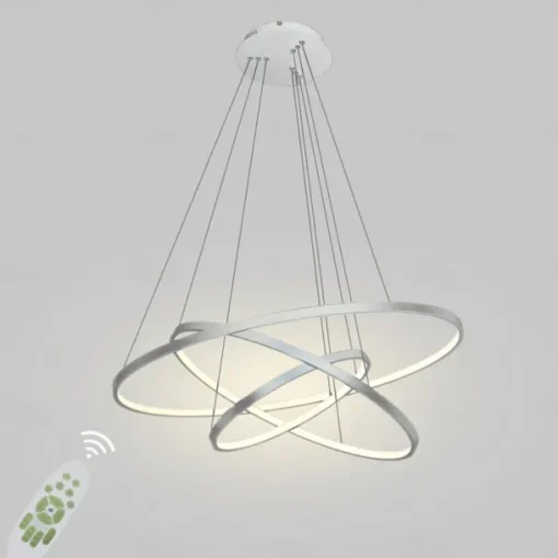 3-Light 80/60/40/20 cm LED Pendant Light Metal Acrylic Ring Circle Design Dimmable Painted Finishes Modern 90W/113W 3-Rings 4-Rings ONLY DIMMABLE WITH REMOTE CONTROL
