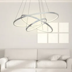 3-Light 80/60/40/20 cm LED Pendant Light Metal Acrylic Ring Circle Design Dimmable Painted Finishes Modern 90W/113W 3-Rings 4-Rings ONLY DIMMABLE WITH REMOTE CONTROL
