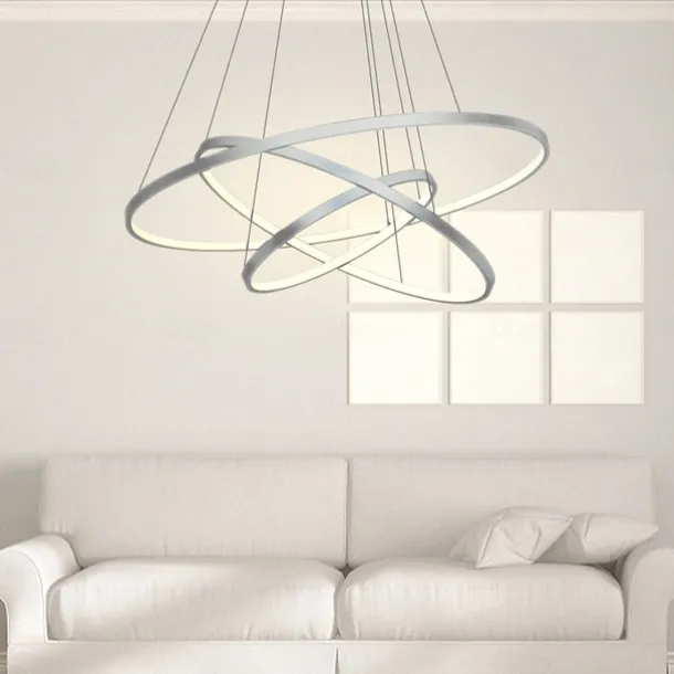 3-Light 80/60/40/20 cm LED Pendant Light Metal Acrylic Ring Circle Design Dimmable Painted Finishes Modern 90W/113W 3-Rings 4-Rings ONLY DIMMABLE WITH REMOTE CONTROL
