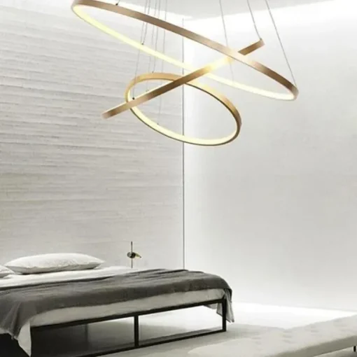 3-Light 80/60/40/20 cm LED Pendant Light Metal Acrylic Ring Circle Design Dimmable Painted Finishes Modern 90W/113W 3-Rings 4-Rings ONLY DIMMABLE WITH REMOTE CONTROL