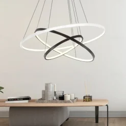 3-Light 80/60/40/20 cm LED Pendant Light Metal Acrylic Ring Circle Design Dimmable Painted Finishes Modern 90W/113W 3-Rings 4-Rings ONLY DIMMABLE WITH REMOTE CONTROL