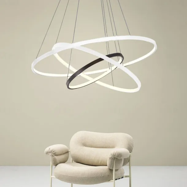 3-Light 80/60/40/20 cm LED Pendant Light Metal Acrylic Ring Circle Design Dimmable Painted Finishes Modern 90W/113W 3-Rings 4-Rings ONLY DIMMABLE WITH REMOTE CONTROL