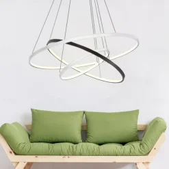 3-Light 80/60/40/20 cm LED Pendant Light Metal Acrylic Ring Circle Design Dimmable Painted Finishes Modern 90W/113W 3-Rings 4-Rings ONLY DIMMABLE WITH REMOTE CONTROL