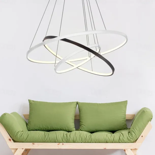 3-Light 80/60/40/20 cm LED Pendant Light Metal Acrylic Ring Circle Design Dimmable Painted Finishes Modern 90W/113W 3-Rings 4-Rings ONLY DIMMABLE WITH REMOTE CONTROL