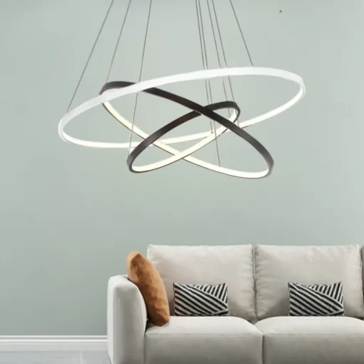 3-Light 80/60/40/20 cm LED Pendant Light Metal Acrylic Ring Circle Design Dimmable Painted Finishes Modern 90W/113W 3-Rings 4-Rings ONLY DIMMABLE WITH REMOTE CONTROL