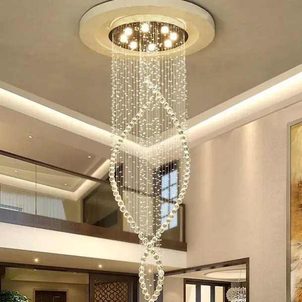 8-Light 60 cm Line Design Modern Pendant Light Crystal Bulb Included Designers Chandelier Metal Electroplated Chic Modern Living Room(Bulb not included )