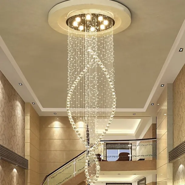 8-Light 60 cm Line Design Modern Pendant Light Crystal Bulb Included Designers Chandelier Metal Electroplated Chic Modern Living Room(Bulb not included )