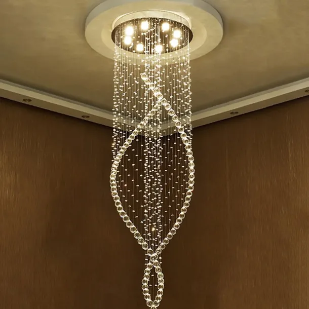 8-Light 60 cm Line Design Modern Pendant Light Crystal Bulb Included Designers Chandelier Metal Electroplated Chic Modern Living Room(Bulb not included )