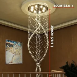 8-Light 60 cm Line Design Modern Pendant Light Crystal Bulb Included Designers Chandelier Metal Electroplated Chic Modern Living Room(Bulb not included )